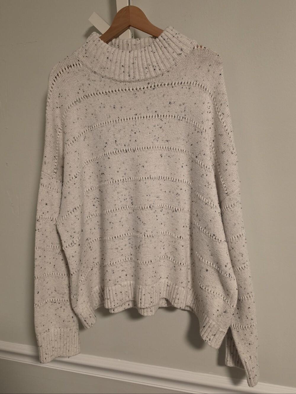 Haven Well Within Marled Knit Turtleneck Sweater Oatmeal XXL Oversized